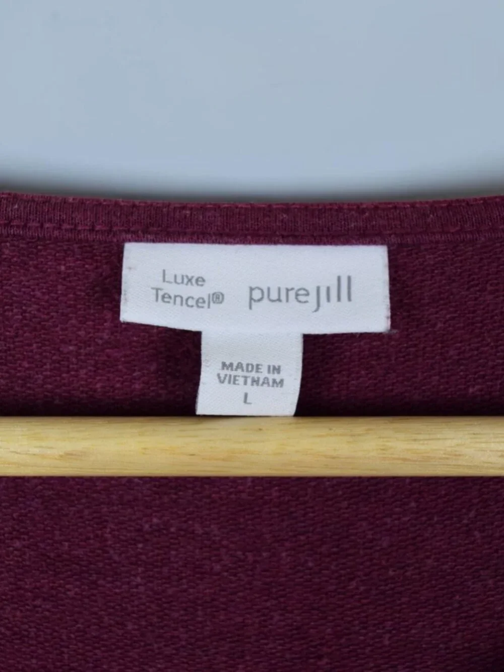J. JILL LUXE TENCEL PURE JILL MAROON PURPLE V-NECK SWEATSHIRT TUNIC TOP - Picture 7 of 8